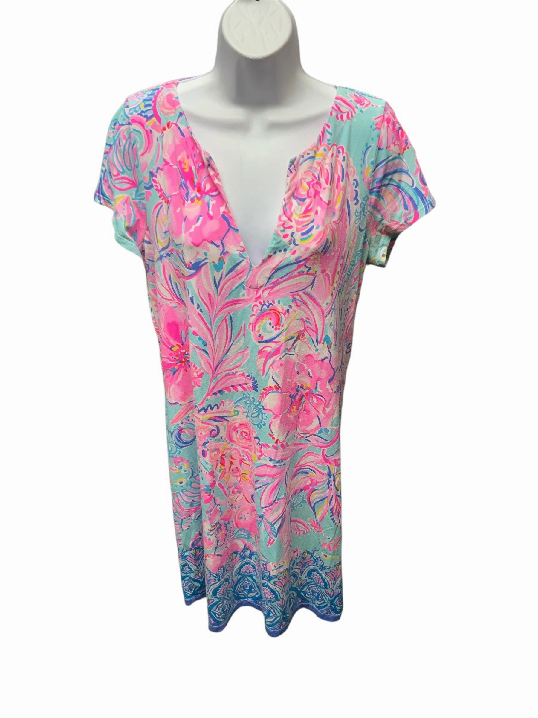 Lilly Pulitzer Women's V Neck Dress Blue L Smart And Comfortable Soft and Smooth