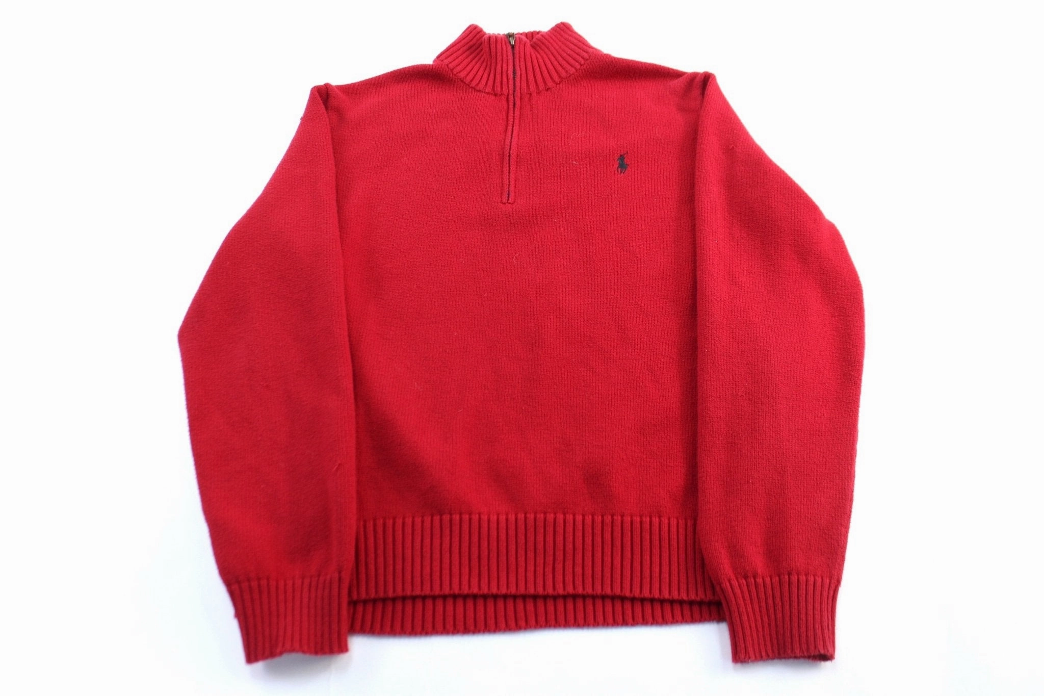 Polo by Ralph Lauren Embroidered Logo Red Zip Up Sweater Unisex Appeal