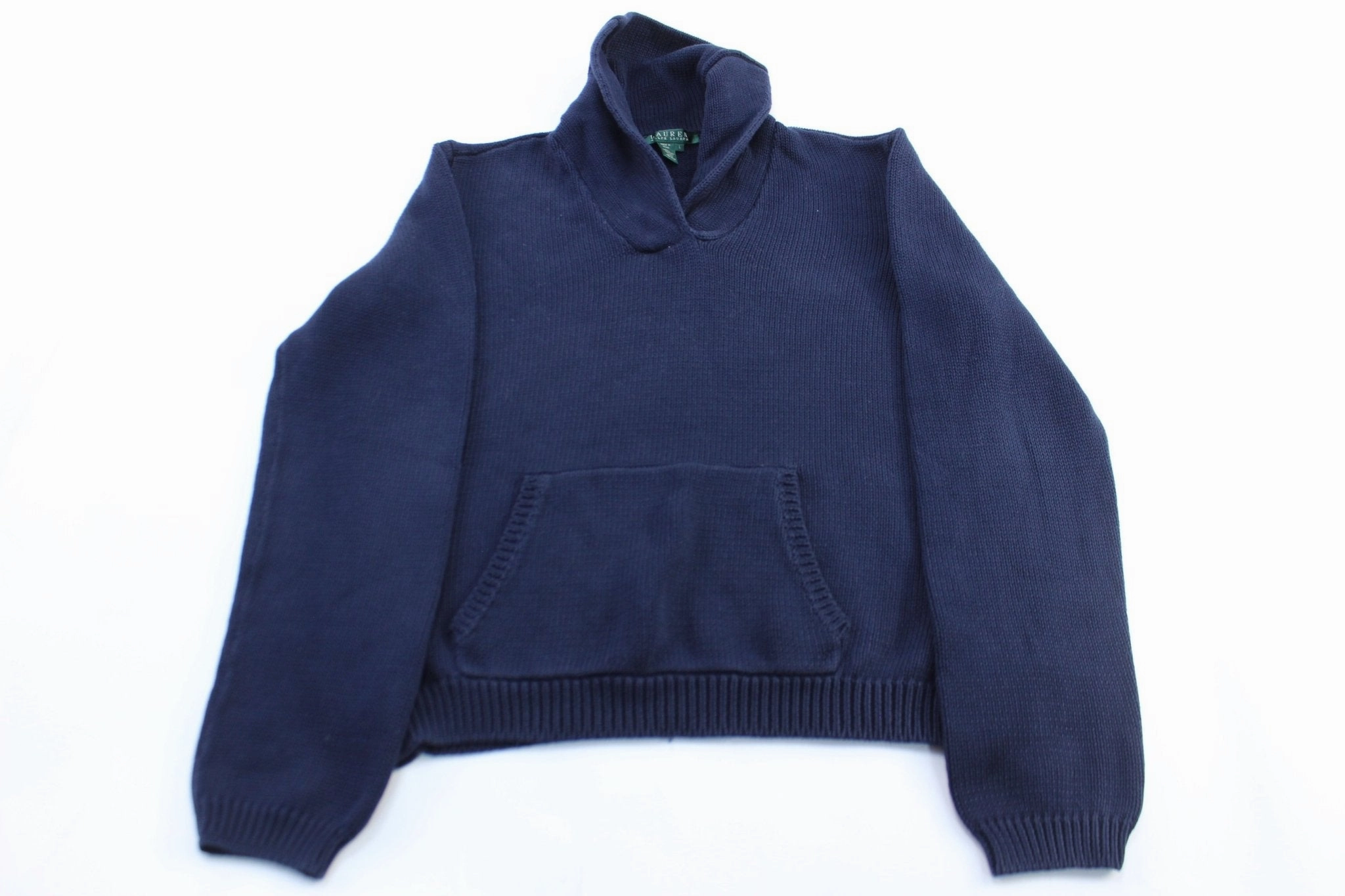 Classic Relaxed product personalization creativity Women's Ralph Lauren Navy Blue Shawl Pullover Sweater