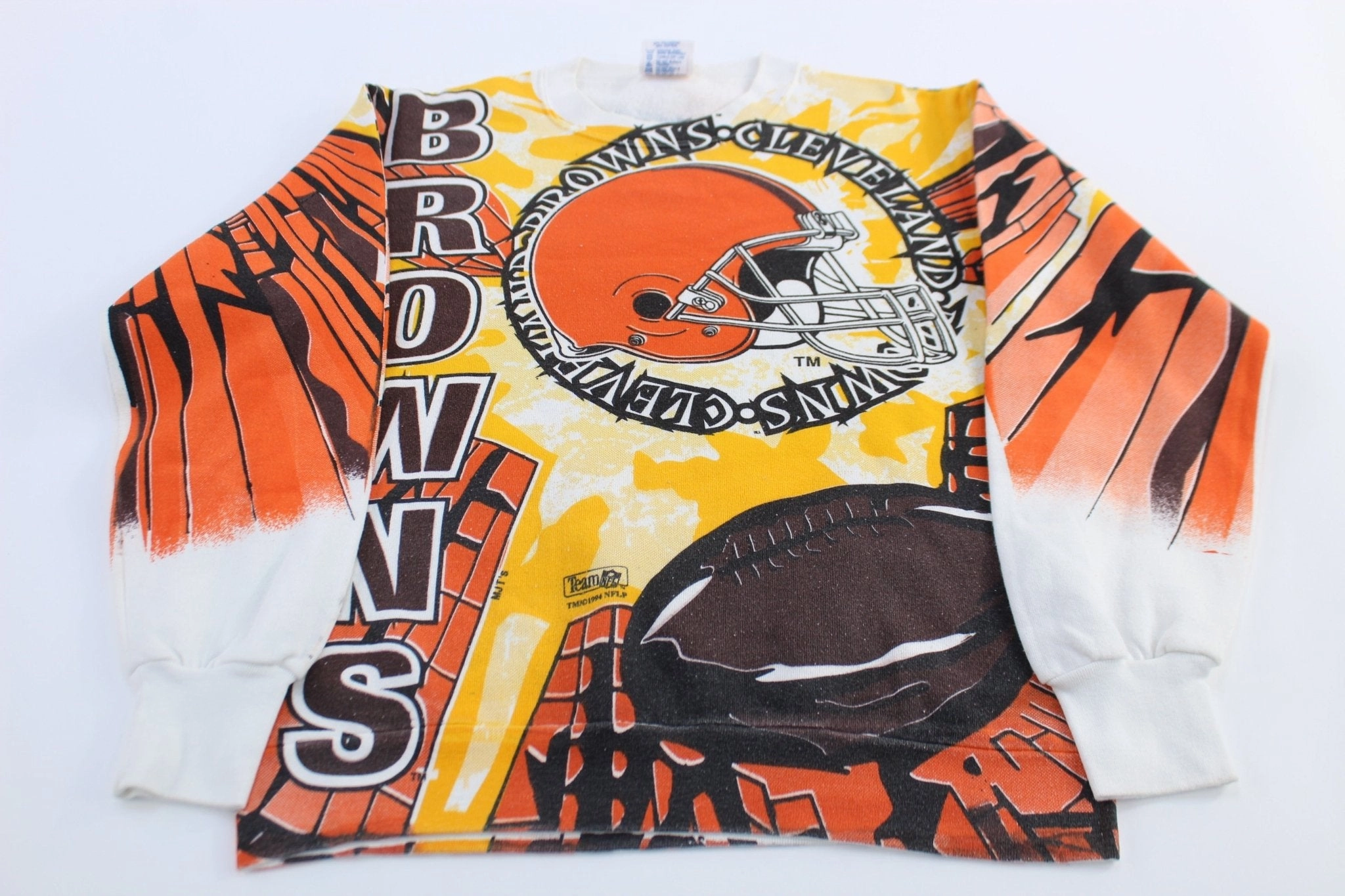 product linen breathability Lightweight Comfort 1994 Cleveland Browns All Over Print Football Sweatshirt