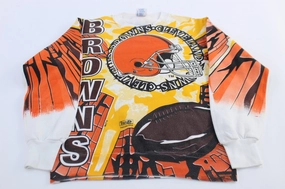 product linen breathability Lightweight Comfort 1994 Cleveland Browns All Over Print Football Sweatshirt