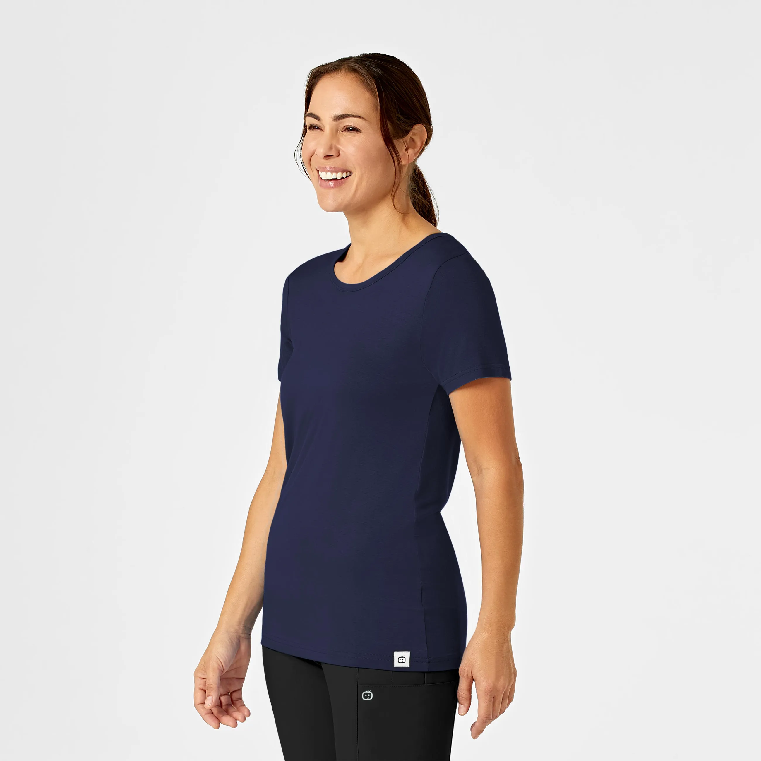 Silky Knit Short Sleeve Tee - Navy Multipurpose Layering Piece