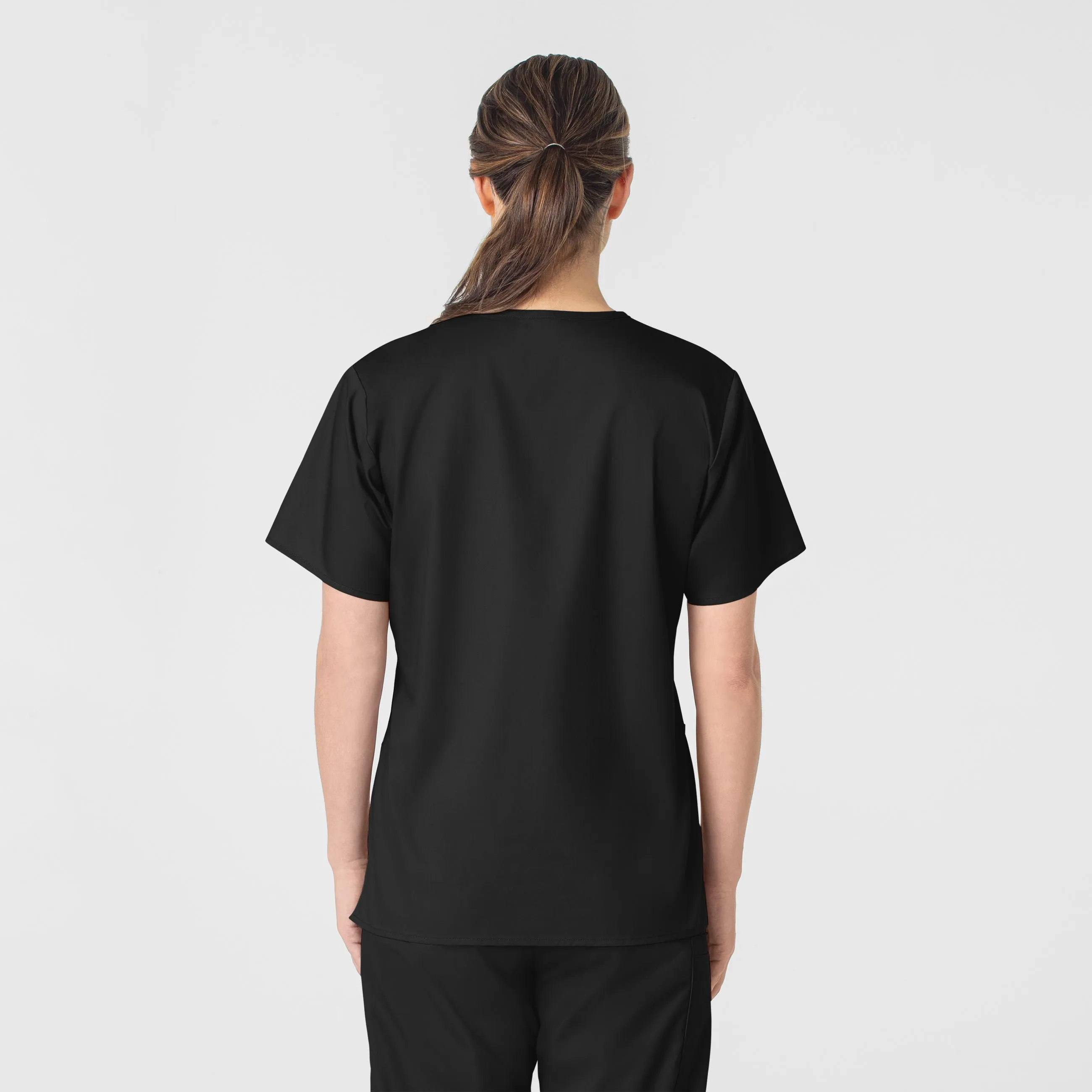 Sustainable Manufacturing Process FlexibleLayeredConstruction WonderWORK Women's V-Neck Scrub Top - Black