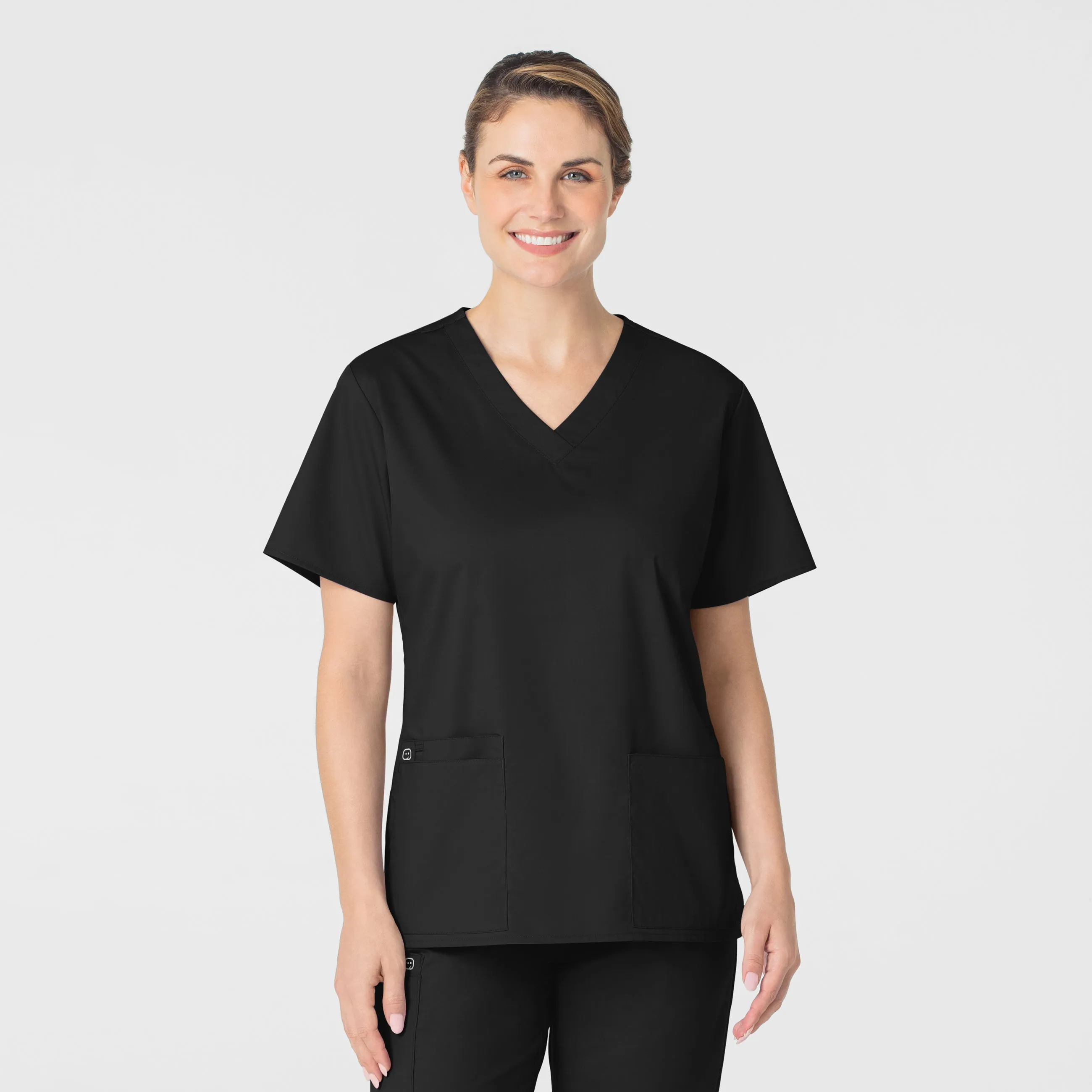 Lightweight Layering Option WonderWORK Women's V-Neck Scrub Top - Black