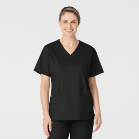 Lightweight Layering Option WonderWORK Women's V-Neck Scrub Top - Black
