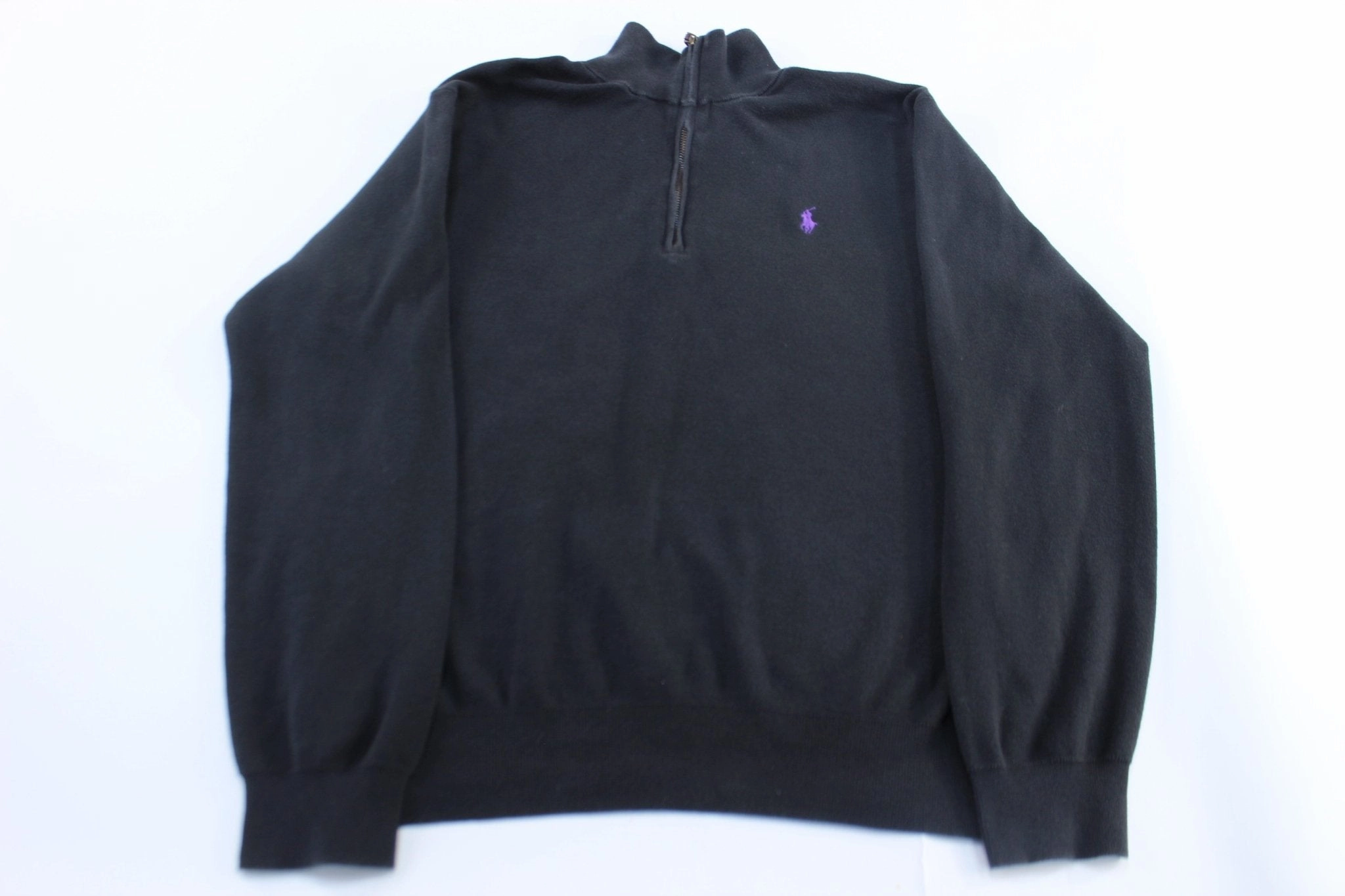 Comfy All Day Versatile Piece Polo by Ralph Lauren Embroidered Logo Black Zip Up Sweater