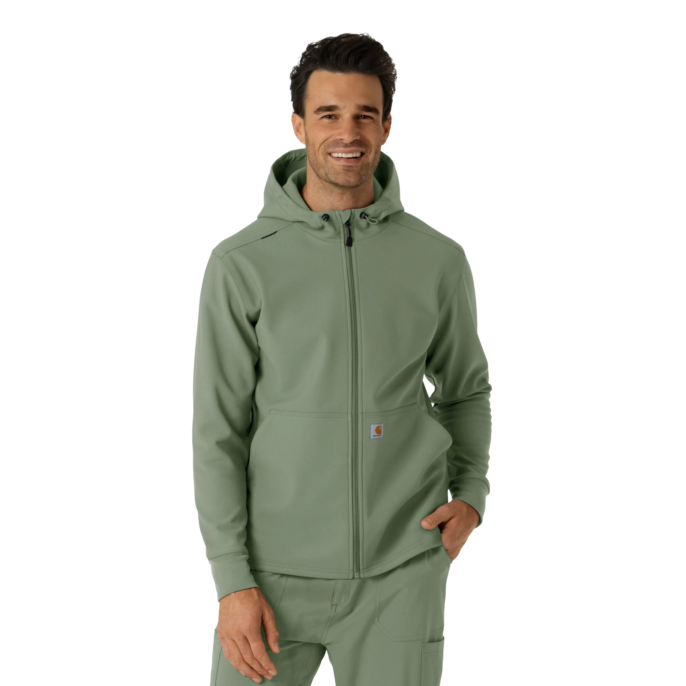 Carhartt Men's Bonded Fleece Hoodie - Olive Lightweight Fabric