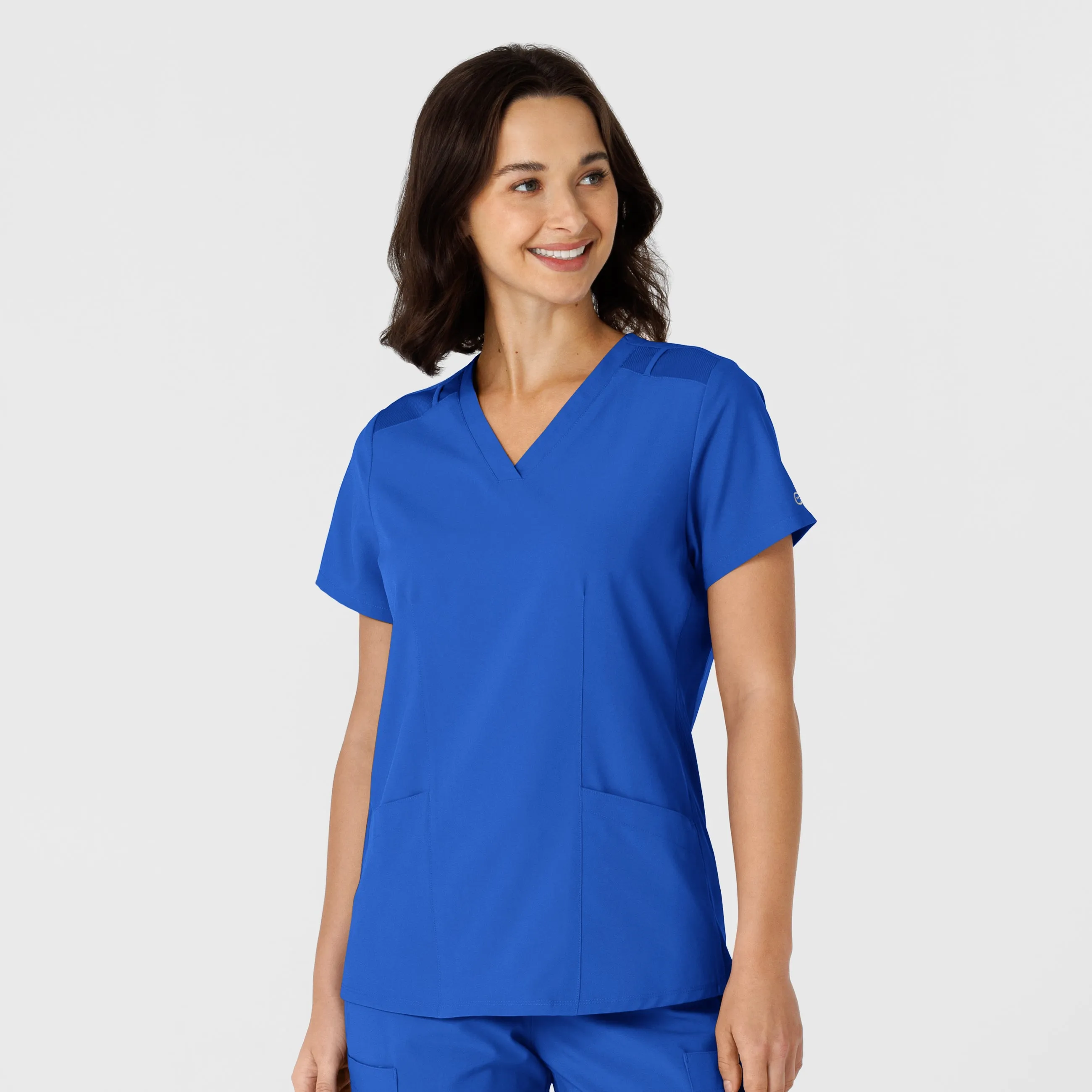W123 Women's Flex-n-Reach Side Panel V-Neck Scrub Top - Royal MinimalistAesthetic