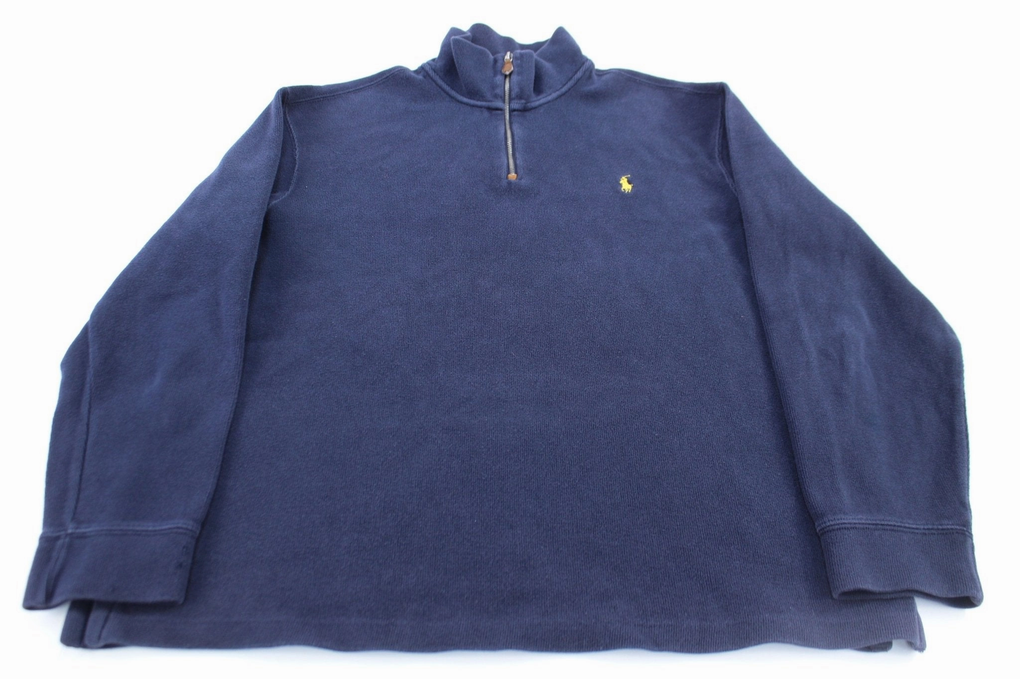 product after sales service Polo by Ralph Lauren Embroidered Logo Blue Quarter Zip Sweater