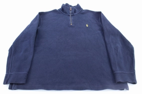 product after sales service Polo by Ralph Lauren Embroidered Logo Blue Quarter Zip Sweater
