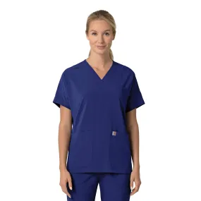 Carhartt Force Cross-Flex Women's Oversized V-Neck Scrub Top - Galaxy Blue LayeredPanel