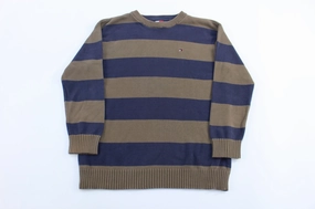Women's Tommy Hilfiger Blue & Brown Striped Sweater product affordable accessibility