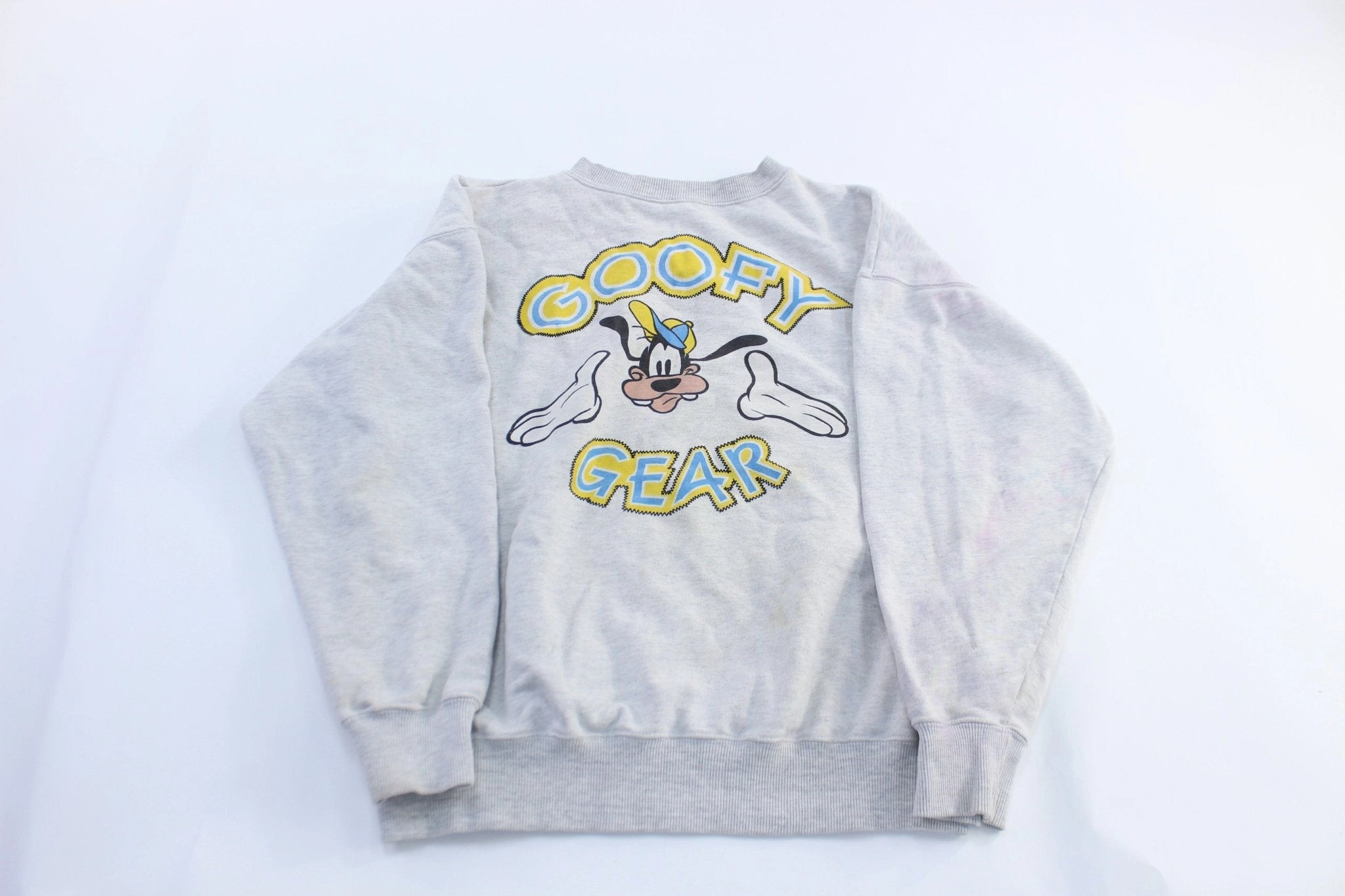 90's Mickey Unlimited Goofy Gear Graphic Sweatshirt appropriate for hiking