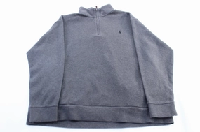 Polo Ralph Lauren Embroidered Logo Grey Zip Up Sweater Ribbed Cuffs