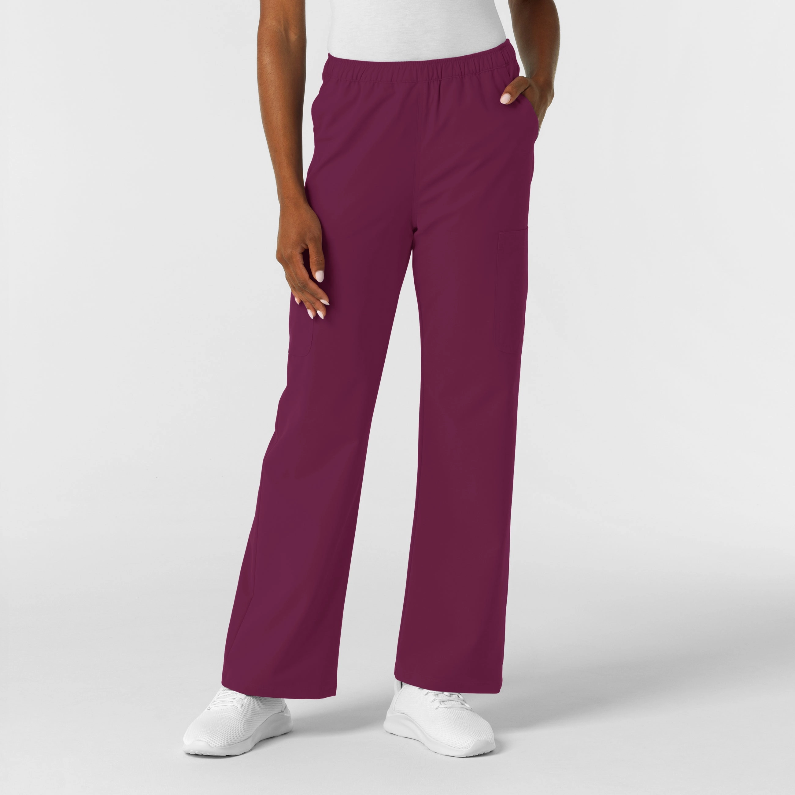 Packable Fit SmoothZipClosure NURTUR Women's Straight Leg Cargo Scrub Pant - Wine