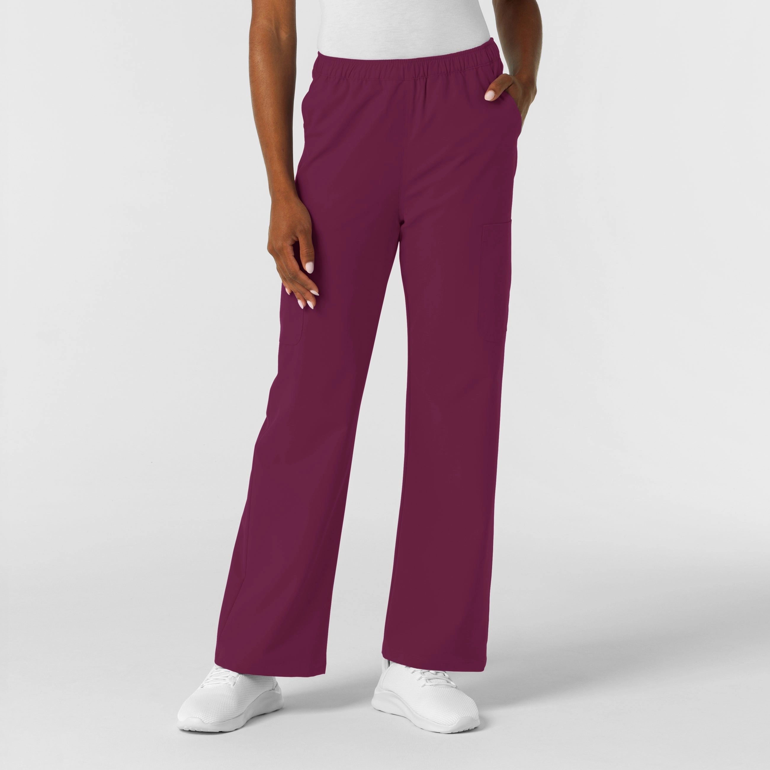 NURTUR Women's Straight Leg Cargo Scrub Pant - Wine Functional Fashion