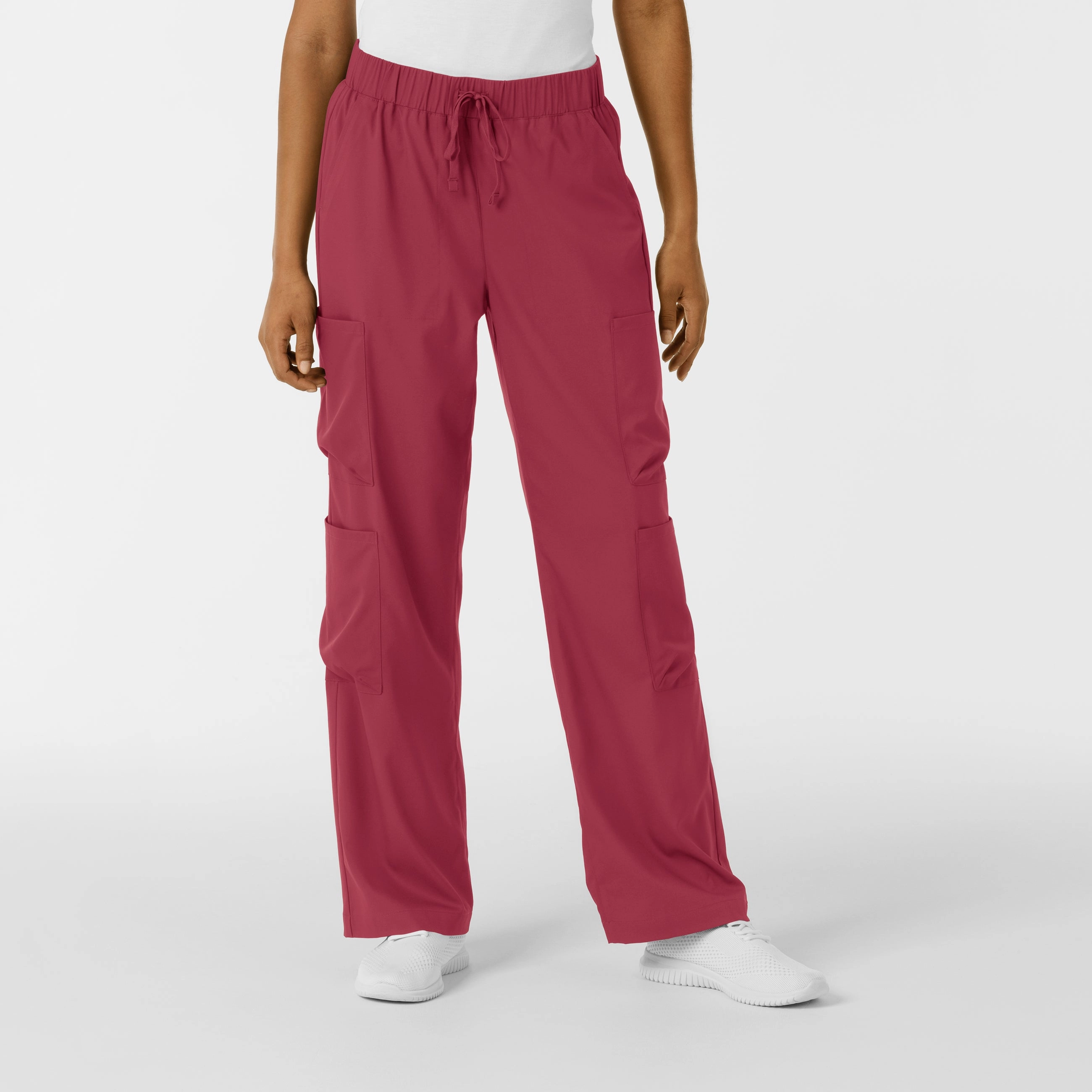 SoftLining Air Circulation Boundless Women's Classic Wide Leg Double Cargo Scrub Pant - Ruby