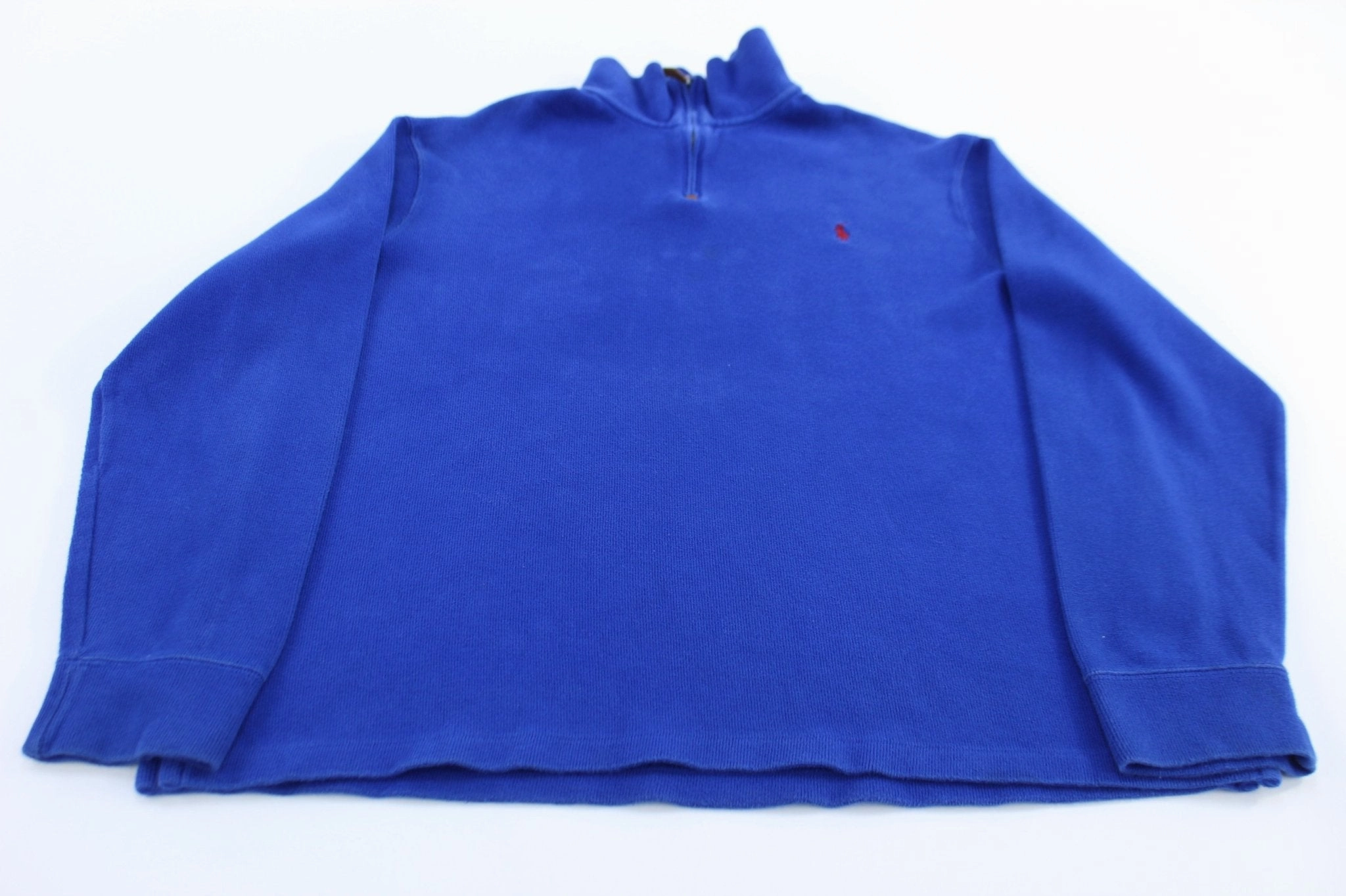 product inventory product chain toughness Polo Ralph Lauren Embroidered Logo Blue Quarter Zip Sweater