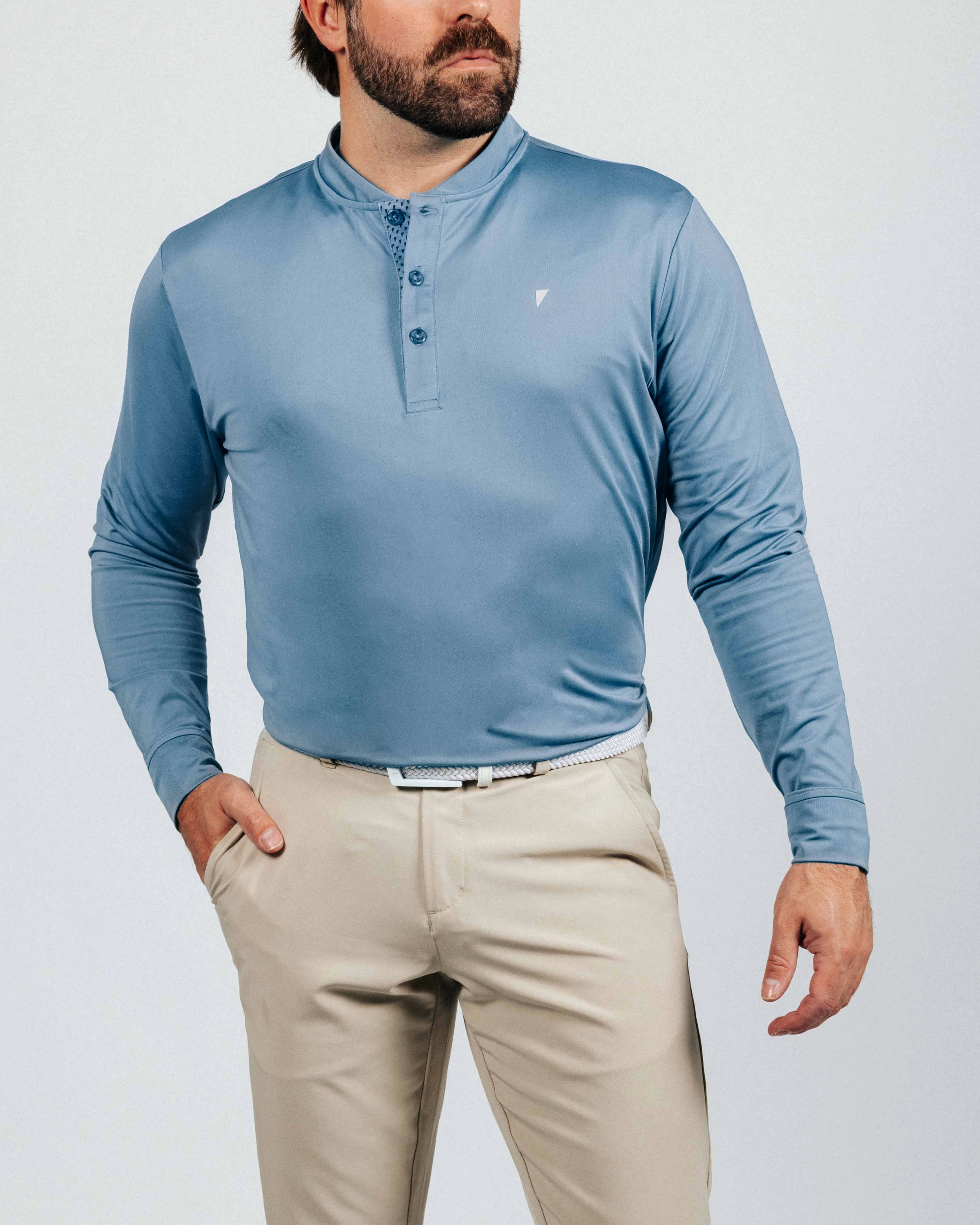 Functional Design QuickDry Technology Blue Shadow Long Sleeve Blade Polo