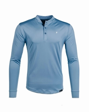 Simple Comfort Golf Ready Blue Shadow Long Sleeve Blade Polo