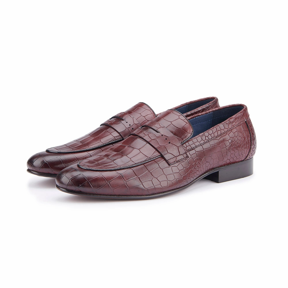 Scandi Clean Croc Loafer - Burgundy