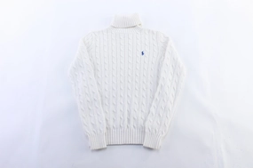 Premium Hoodie product return policy Girls Ralph Lauren Embroidered Logo White Turtleneck Sweater