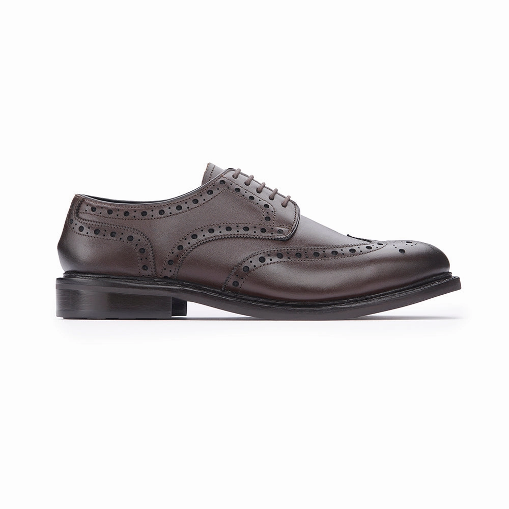 Derby Brogue - Dark Brown Polished Detail Soft Insole