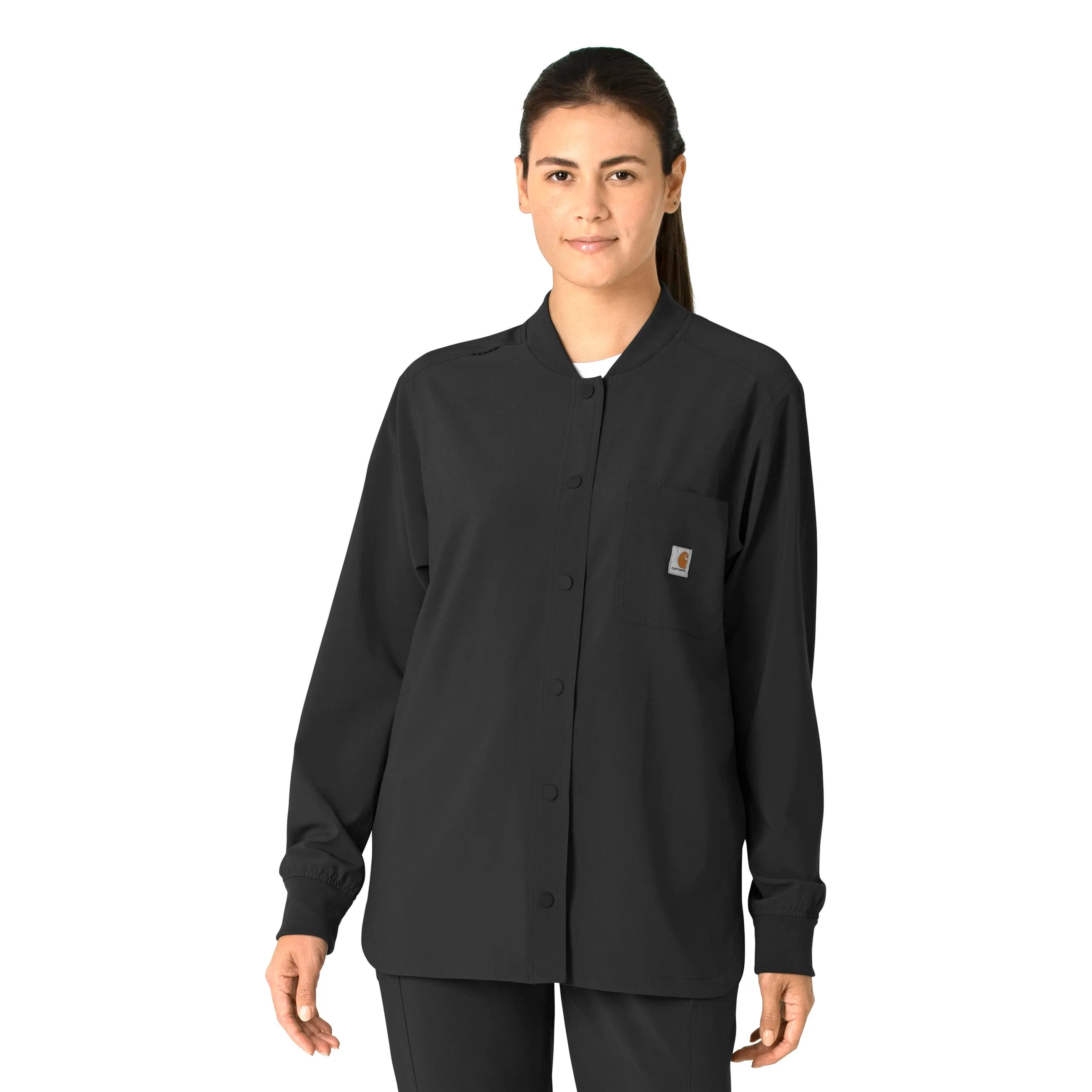 Stretchable Waistband Carhartt Force Cross-Flex Women's Shirt Jacket - Black
