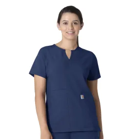 HygienicCoating ErgonomicShape Carhartt Force Essentials Women's Notch Neck Tunic Scrub Top - Navy