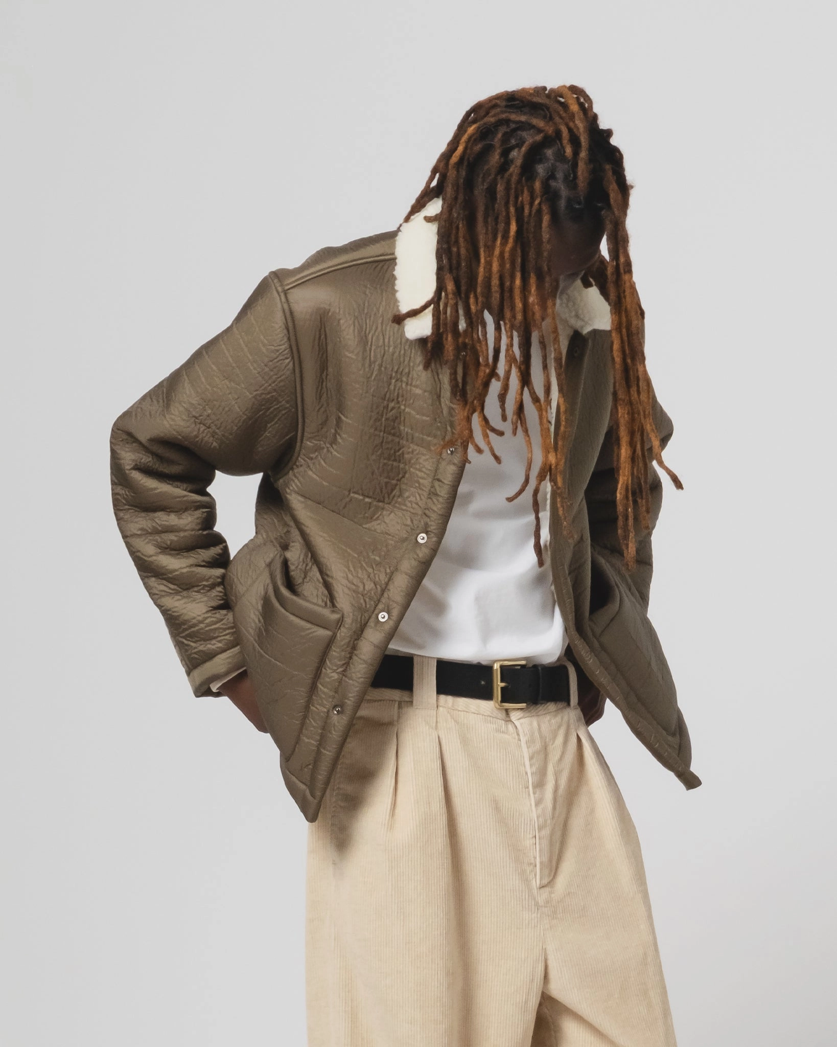 Sonora Jacket Piumino Nylon Fossil/Off White Patch Comfortable fit