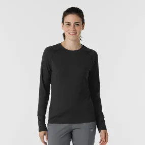 FrictionReducing Easy Fit Women's Watch Window Long Sleeve Underscrub Top - Black