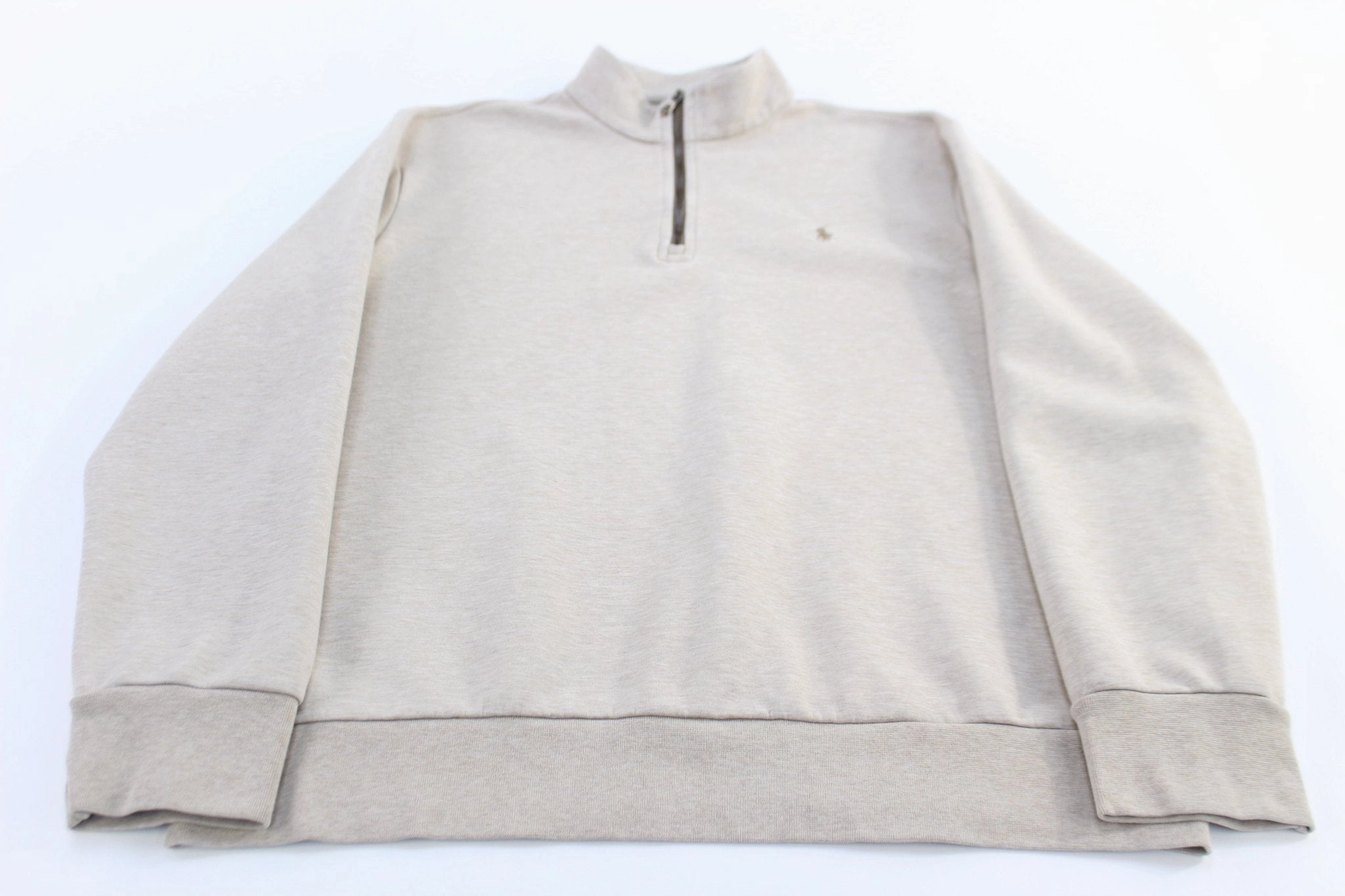 Neutral Colors product handmade uniqueness Polo Ralph Lauren Embroidered Logo Beige Quarter Zip Sweater