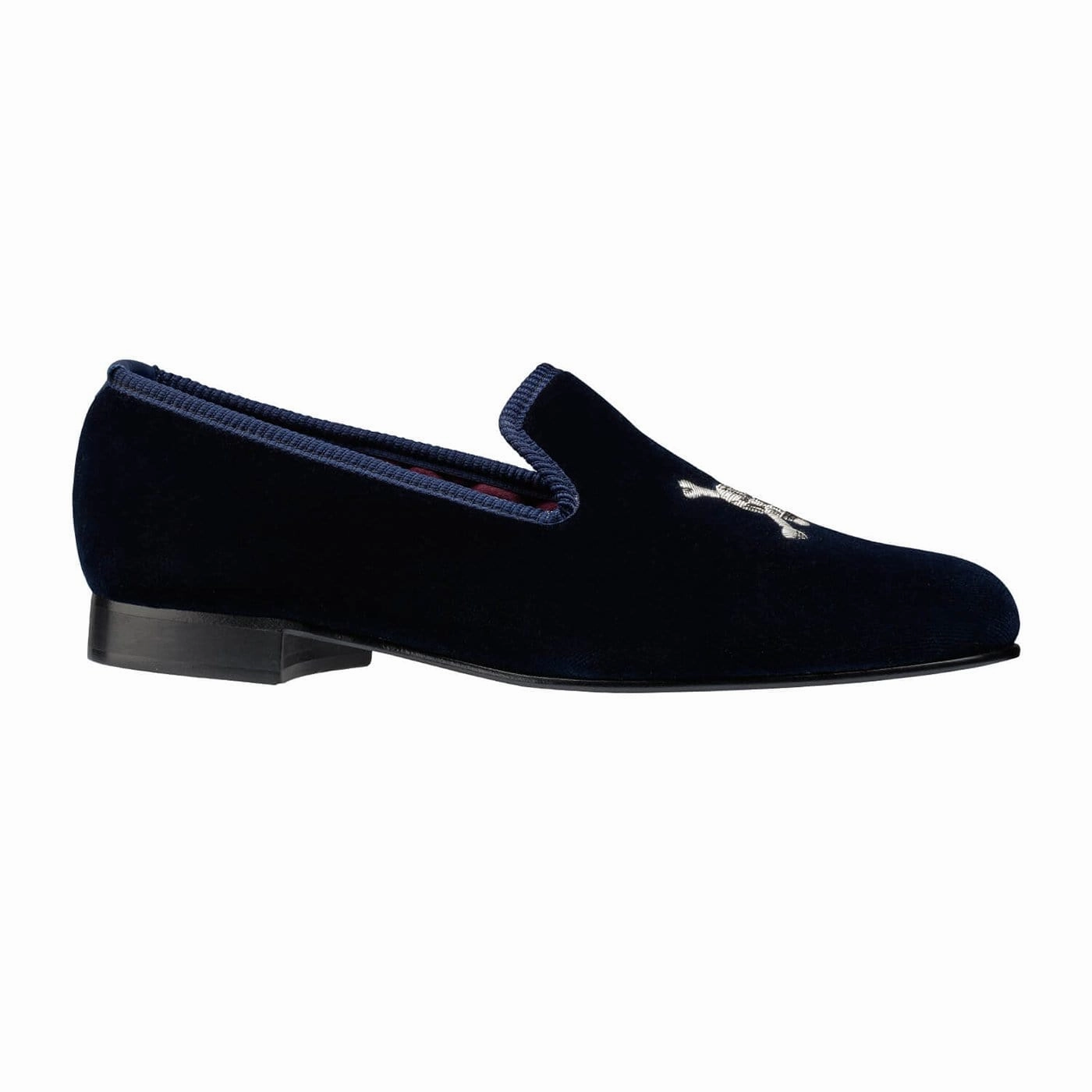 Tough Cozy Slip-On Shoes Skull & Crossbones Navy Velvet