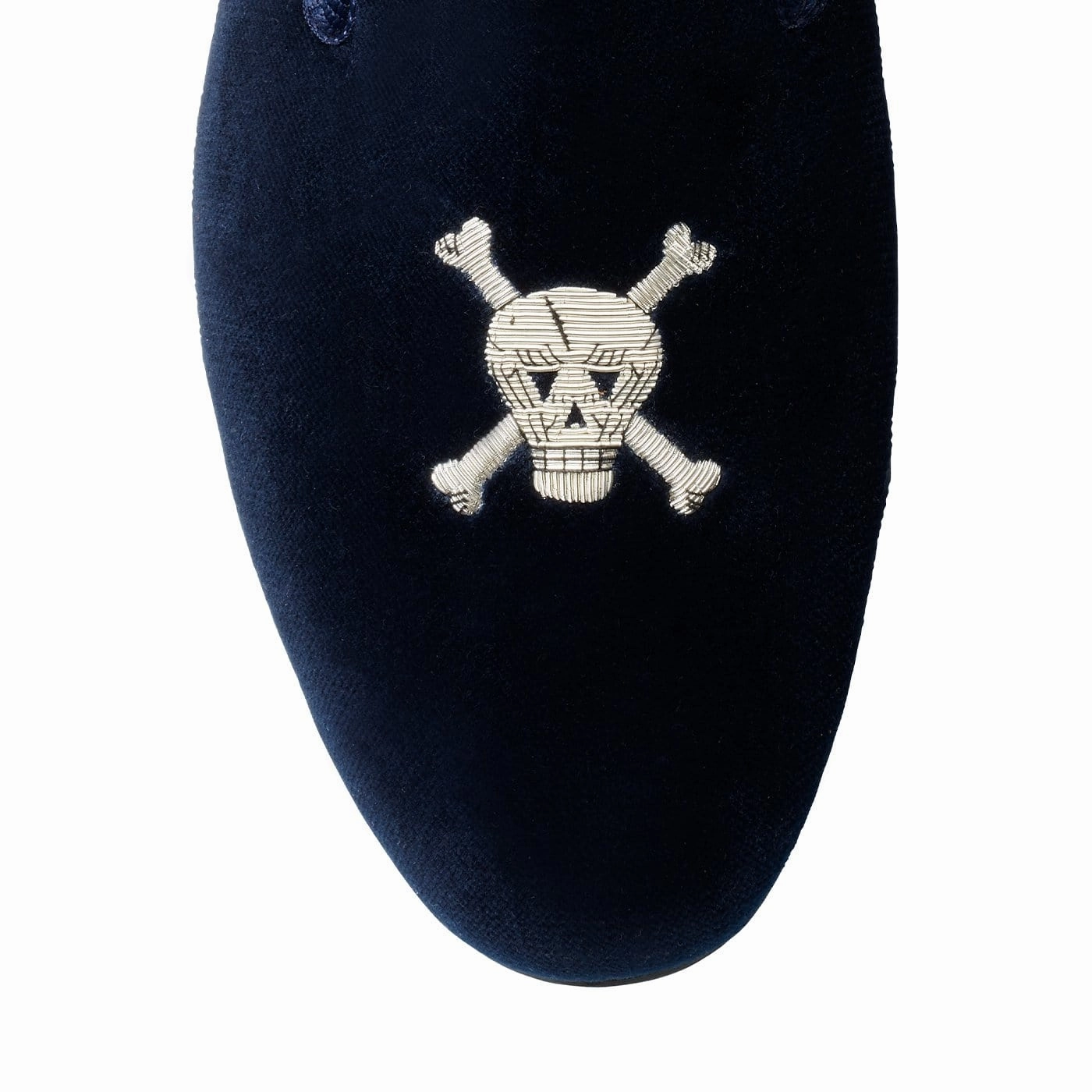 Skull & Crossbones Navy Velvet Anti Slip Outsole Customizable Fit