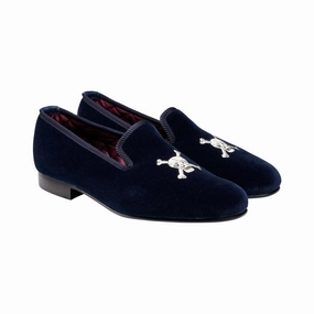 Skull & Crossbones Navy Velvet Mesh Upper Outdoor Relaxation