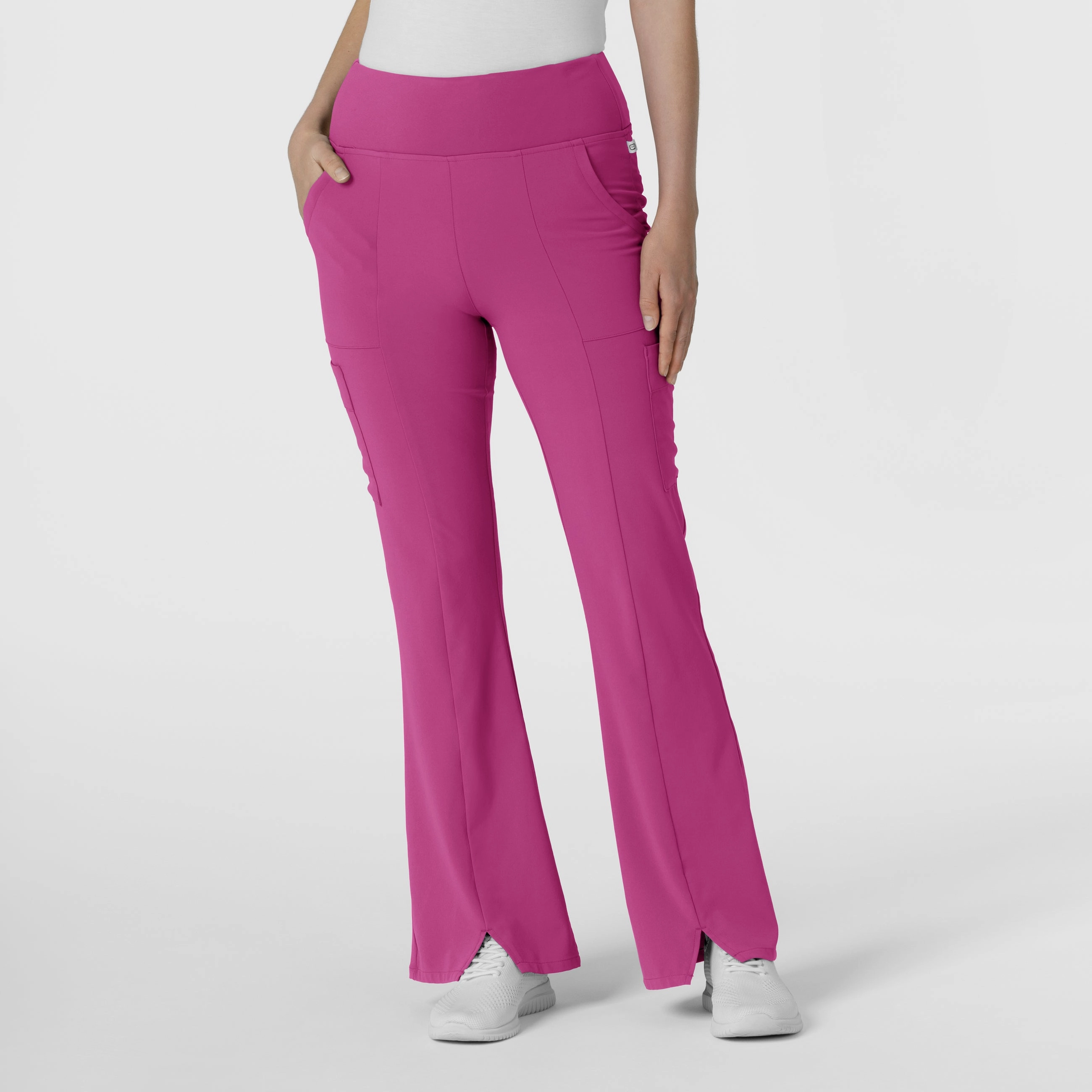 RENEW Women's Cargo Flare Scrub Pant - Raspberry Comfy Texture