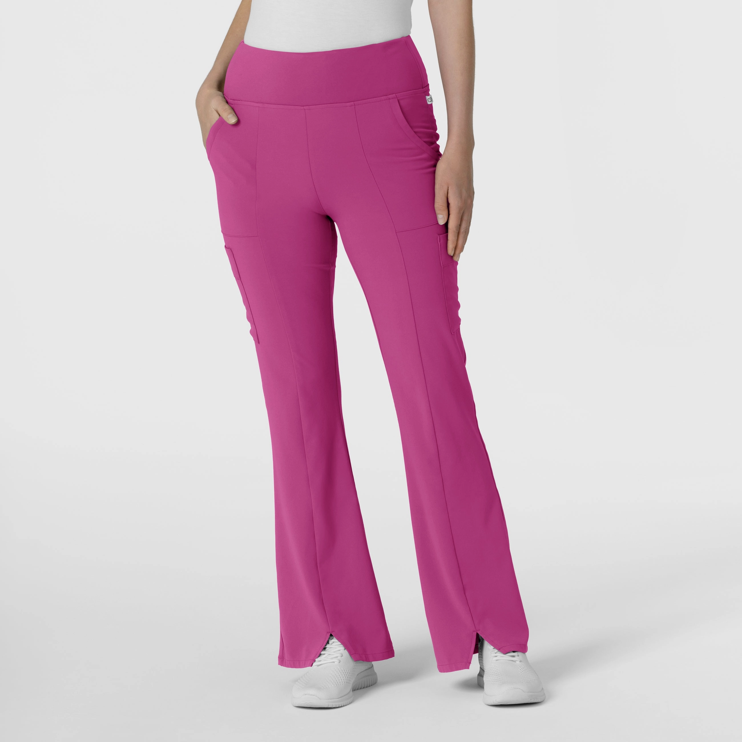 RENEW Women's Cargo Flare Scrub Pant - Raspberry Sporty Layers
