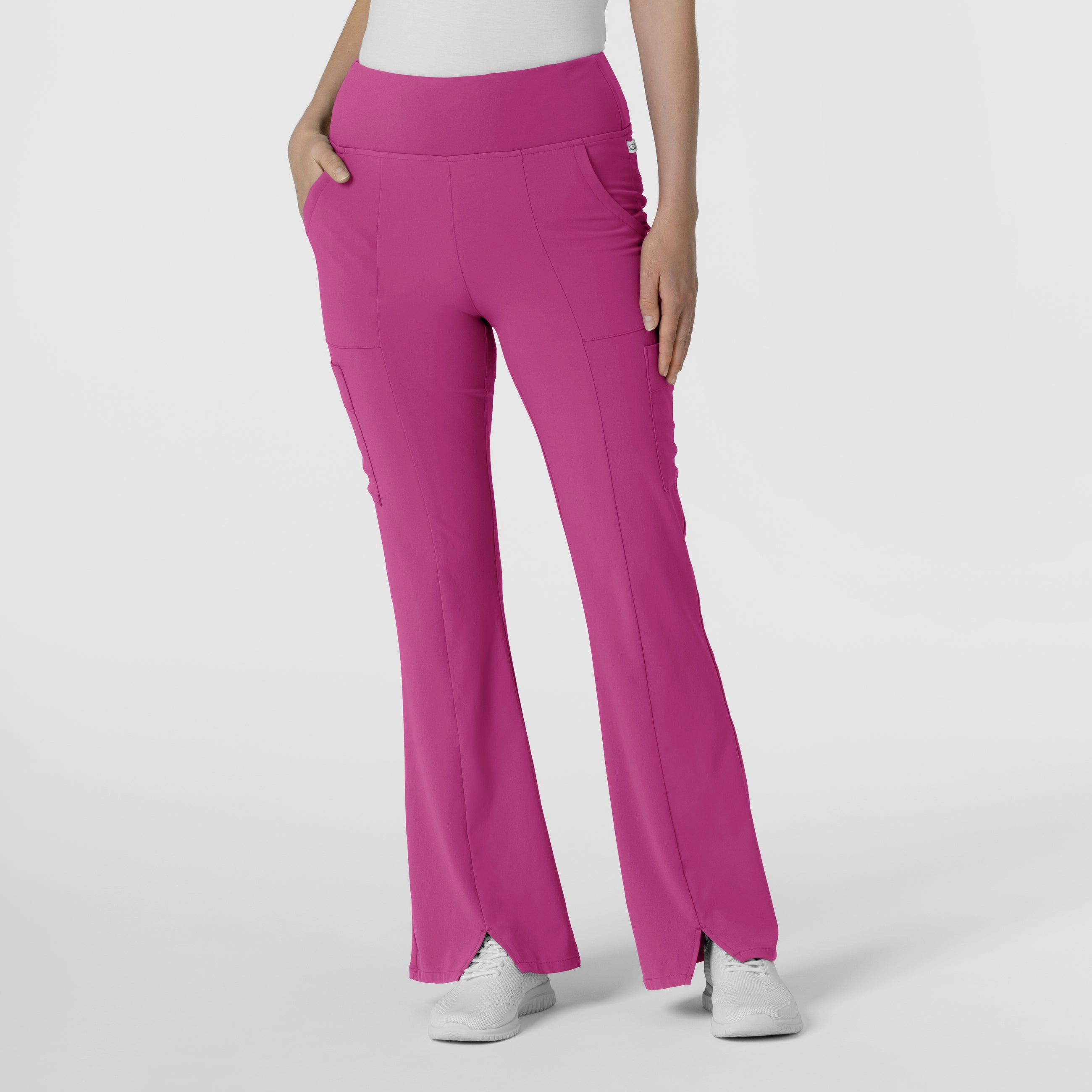 StaticDissipativeFabric Flexible Comfort Wear RENEW Women's Cargo Flare Scrub Pant - Raspberry