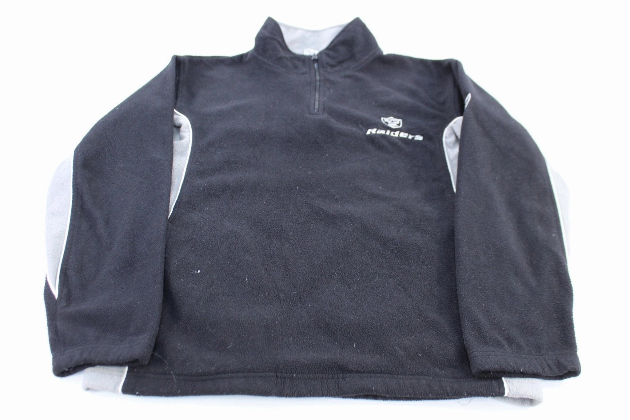 Chic Comfort Smart Design Oakland Raiders Football Embroidered Quarter Zip Fleece Pullover