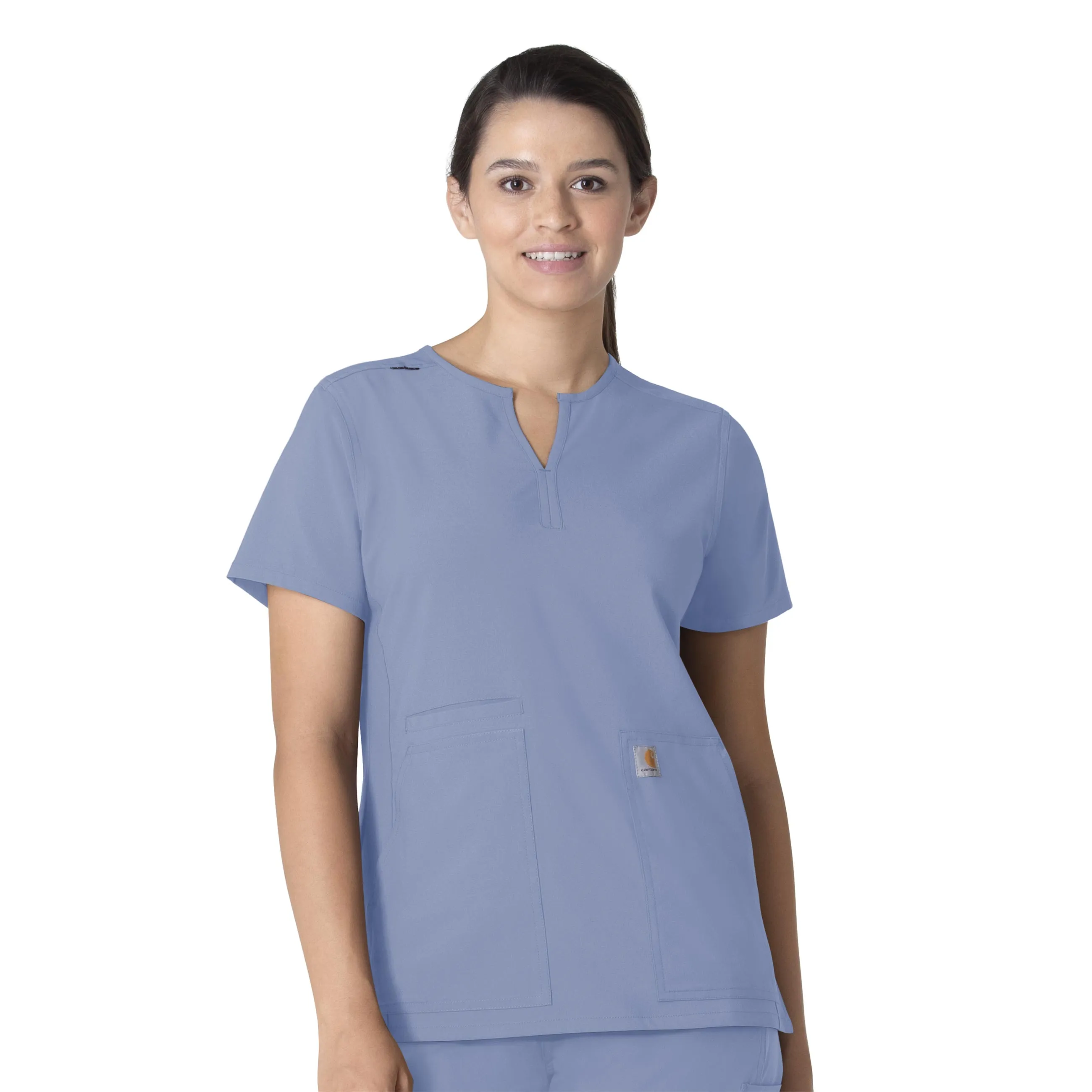 Relaxed Look Carhartt Force Essentials Women's Notch Neck Tunic Scrub Top - Ceil Blue