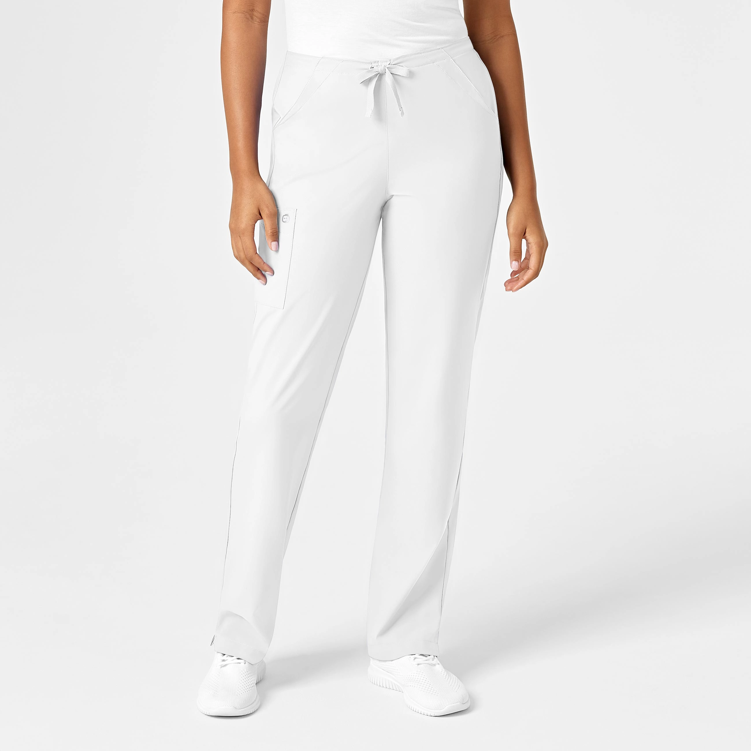 W123 Women's Drawstring Scrub Pant - White Metallic accents