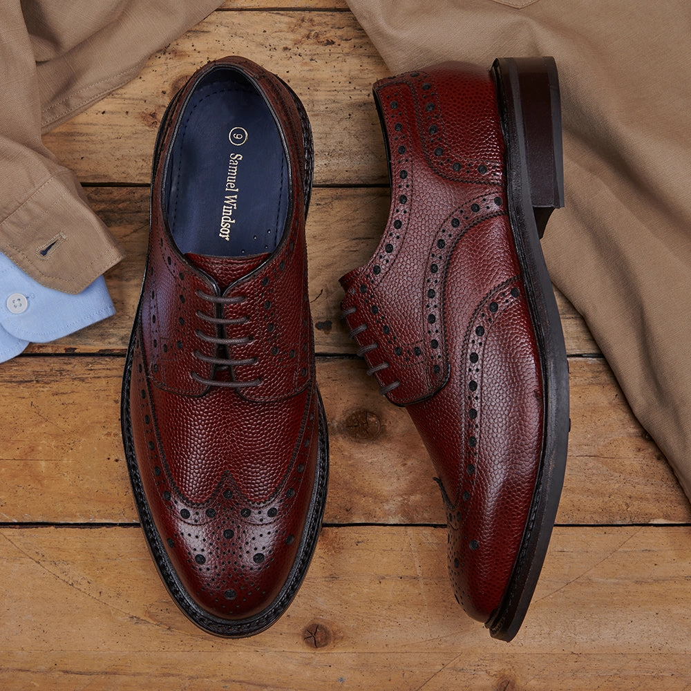 Fashion Detail Easy Fit Derby Brogue - Brown Grain