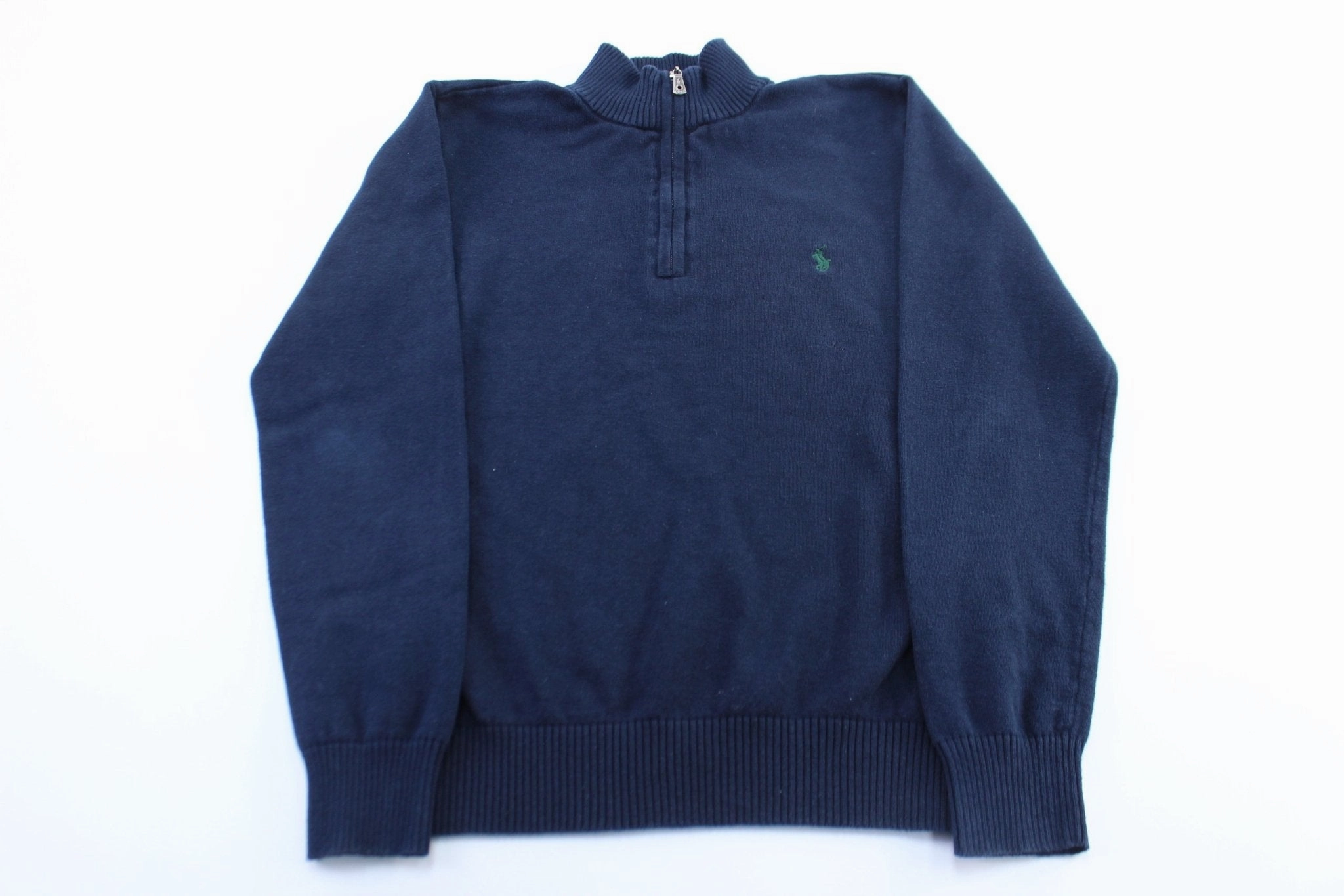 Eco Friendly Polo by Ralph Lauren Embroidered Logo Blue Zip Up Sweater
