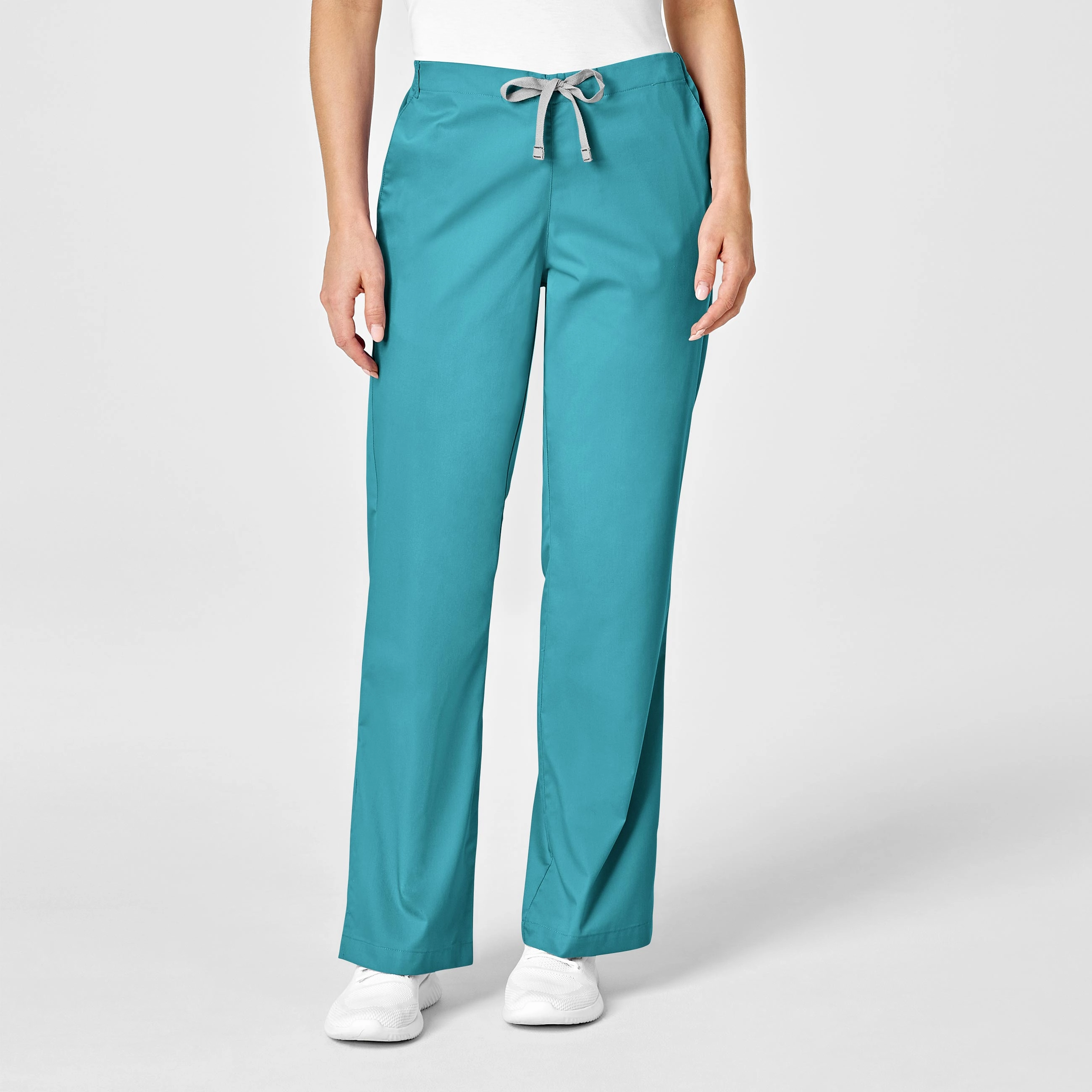 WonderWORK Women's Flare Leg Scrub Pant - Teal Blue Multi Pocket Design