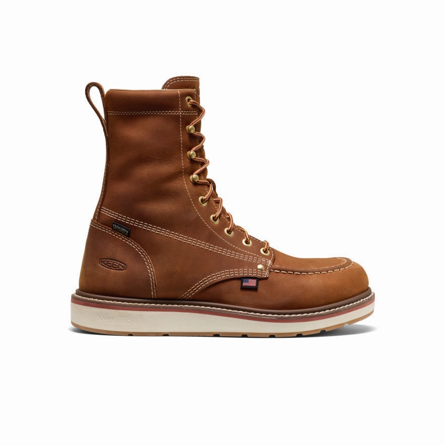 Men's Liberty 8" Waterproof Boot (Soft Toe)  |  Leather Brown/Birch Low Profile All Day Wear Ankle Lock