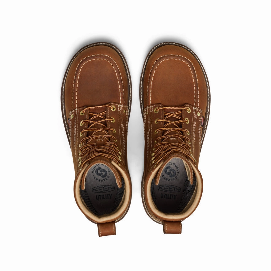 Men's Liberty 8" Waterproof Boot (Soft Toe)  |  Leather Brown/Birch Seamless Comfort Rural Traveler Flexible Frame Rough Terrain