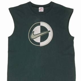 VINTAGE NIKE BIG SWOOSH GREEN TANK TOP TEE SHIRT 1990S SIZE LARGE MADE IN USA Essential Wear Sport Fit