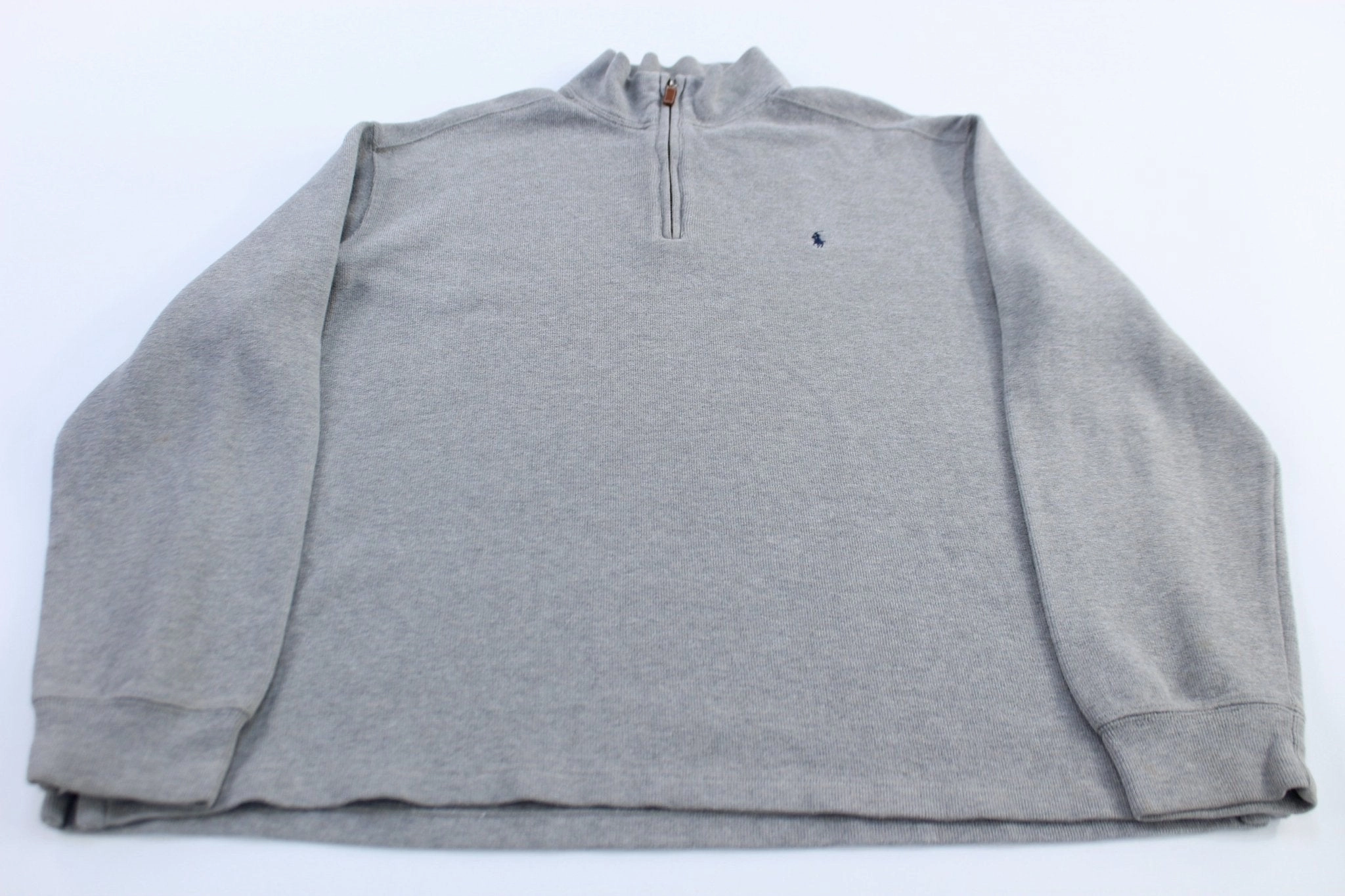 Polo by Ralph Lauren Embroidered Logo Grey Quarter Zip Sweater Patchwork
