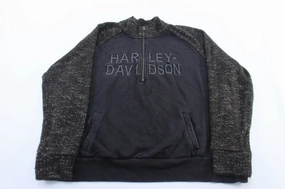 Layer Bold Satin Women's Harley Davidson Motorcycles Embroidered Half Zip Pullover