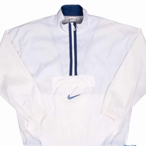 VINTAGE NIKE BIG SWOOSH WHITE PULLOVER WINDBREAKER JACKET 1990S LARGE Sporty Look Enjoy